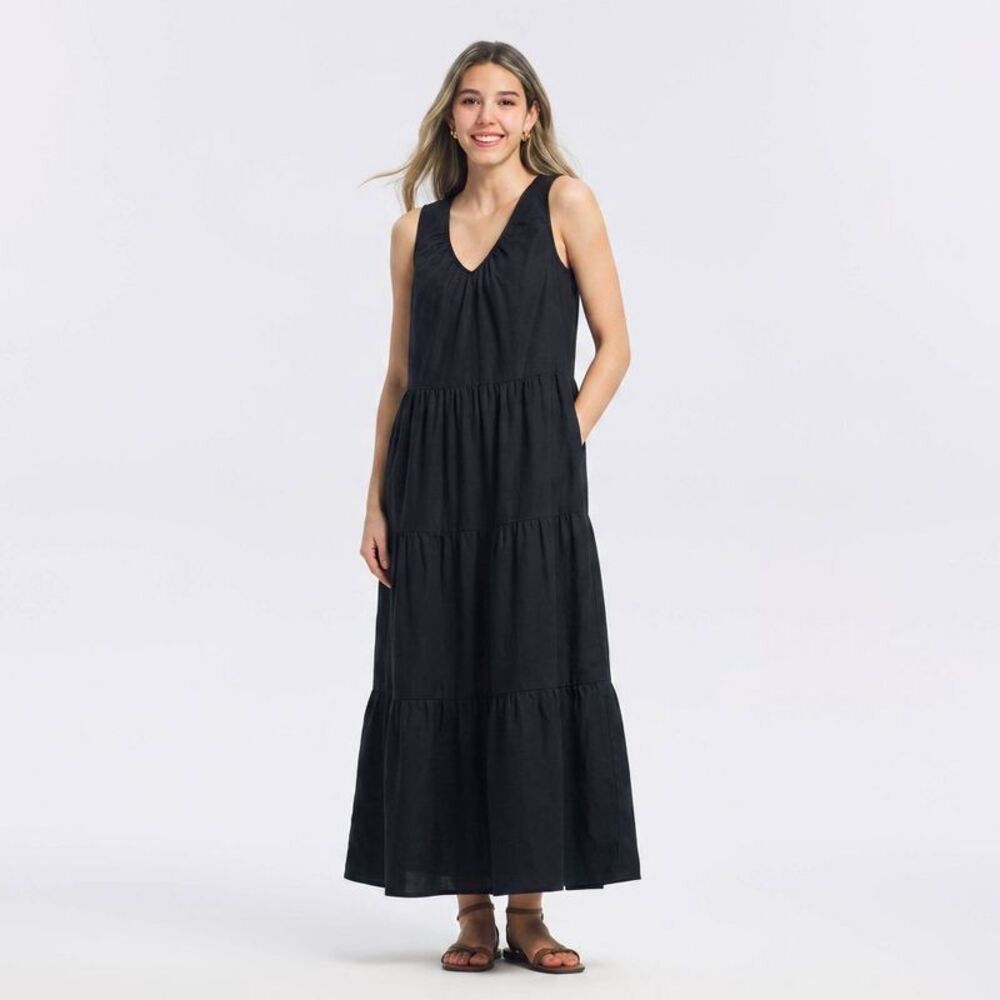 Women's Tiered Maxi Dress - A New Day Black M
